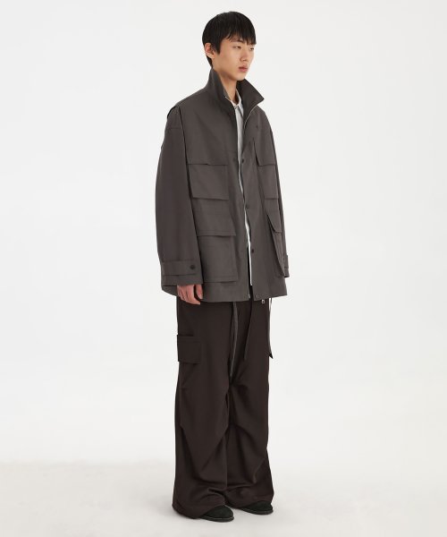 Panel Oversized Field Jacket - Brown