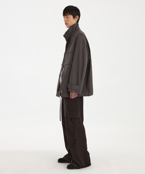 Panel Oversized Field Jacket - Brown