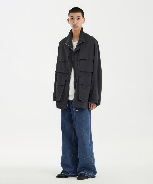 Panel Oversized Field Jacket - Charcoal Grey