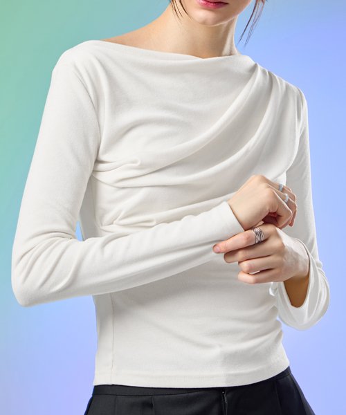 Женский длинный мягкий лонгслив с драпировкой [White]