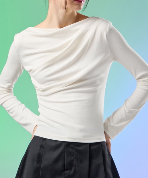 Женский длинный мягкий лонгслив с драпировкой [White]