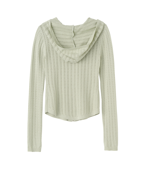 Eyelet Zip-Up Hoodie Pale Mint