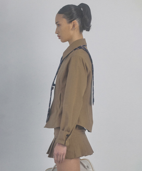 Cotton Zip-Up Jacket Soft Brown
