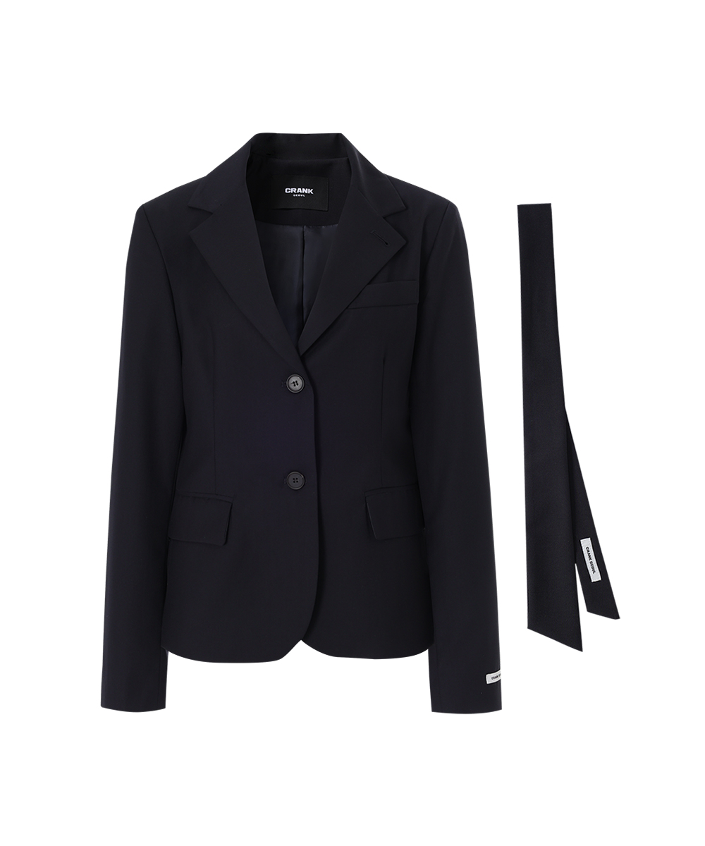 CLASSIC BLAZER & NECKTIE SET_BLACK