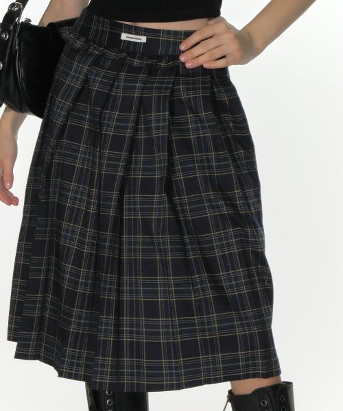 【保障できる】 Check CRANK frill skirt midi pleated スカート