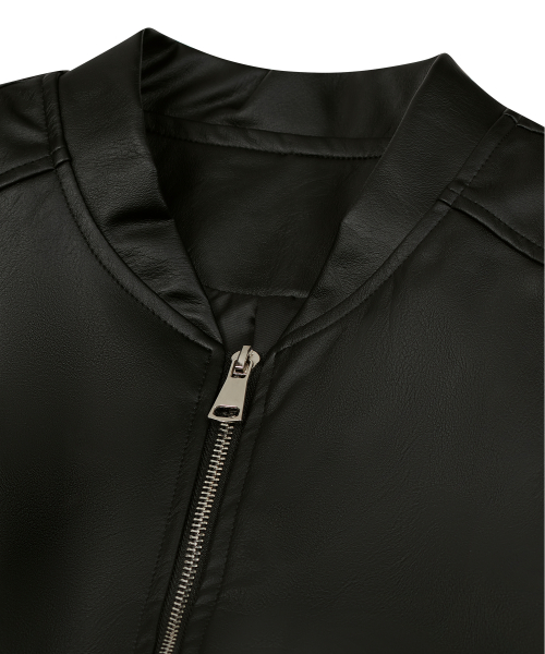 Укороченный кожаный жилет 85-VIVAJ009 Black