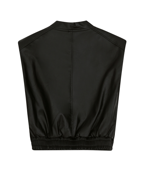 Укороченный кожаный жилет 85-VIVAJ009 Black