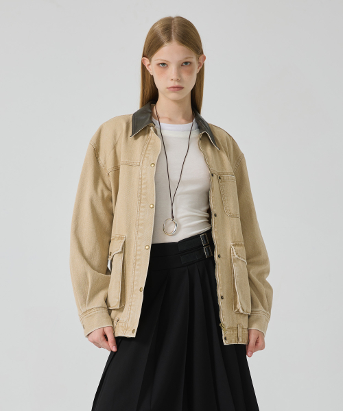 Джинсовая куртка утилити Beige AJ5XM20291
