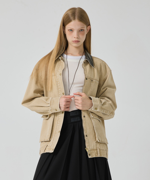 Джинсовая куртка утилити Beige AJ5XM20291