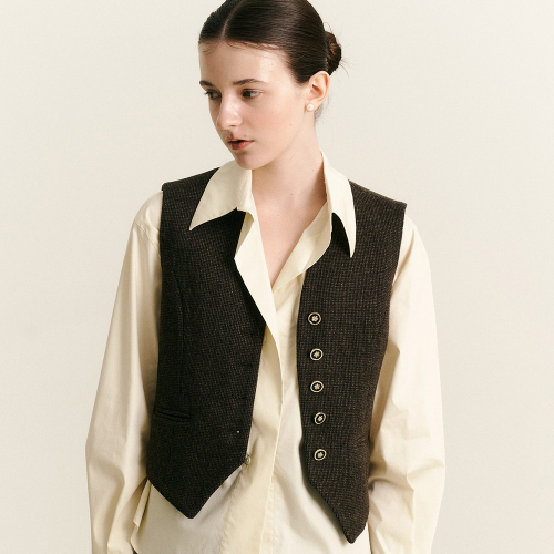 WD_Plaid collarless vest