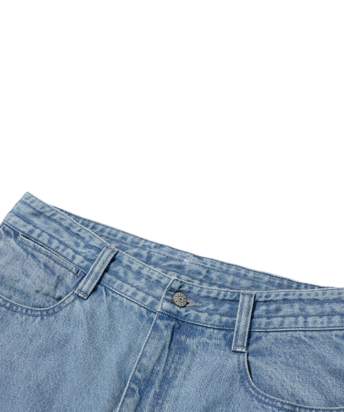 PATCHED STRAIGHT PANTS - LIGHT BLUE