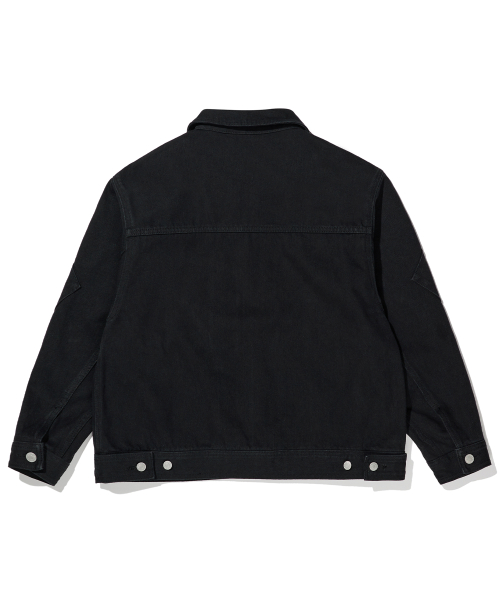 GEOMETRIC LINED DENIM JACKET - BLACK