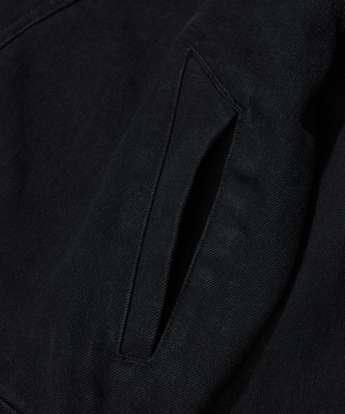 GEOMETRIC LINED DENIM JACKET - BLACK