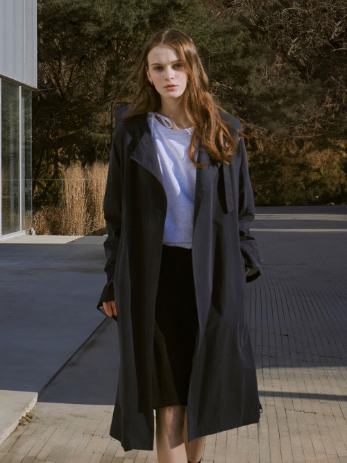 No collar no button trench coat