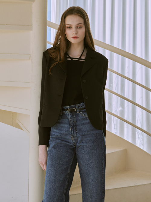 Tailored semi crop jacket (2color)