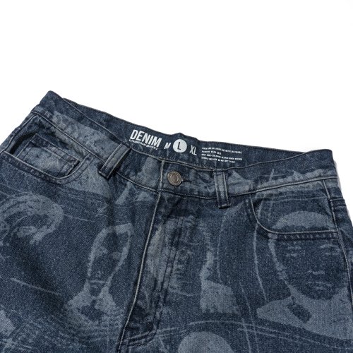 PORTRAIT PRINTING DENIM PANTS INDIGO