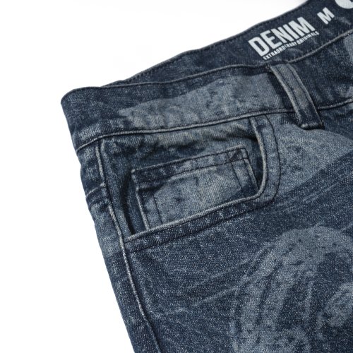 PORTRAIT PRINTING DENIM PANTS INDIGO