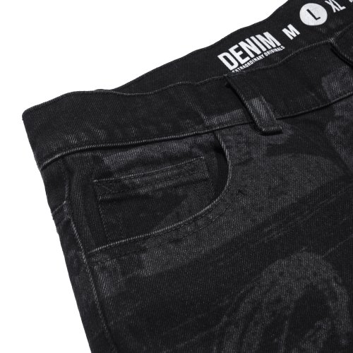 PORTRAIT PRINTING DENIM PANTS  BLACK