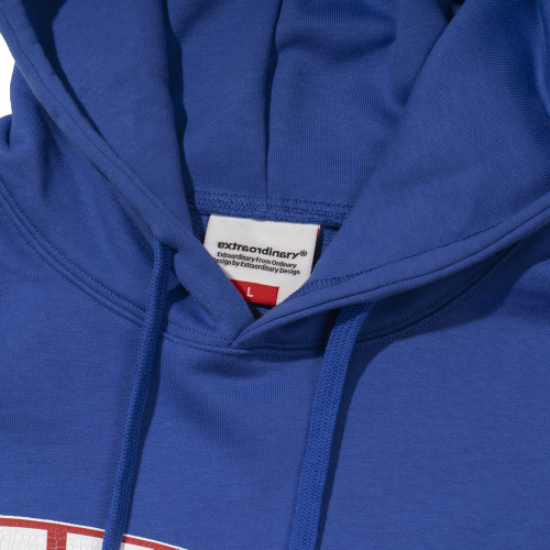 EX ARCH LOGO PRINT HOODIE BLUE