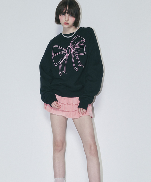 BIG RIBBON LINE SWEATSHIRT BLACK