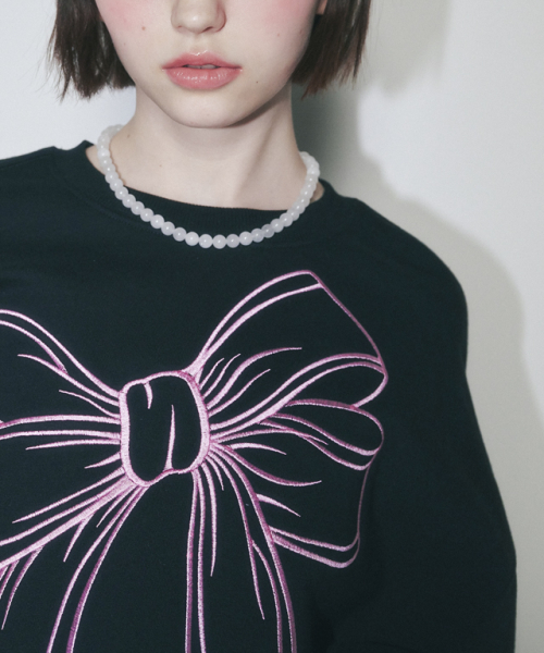 BIG RIBBON LINE SWEATSHIRT BLACK
