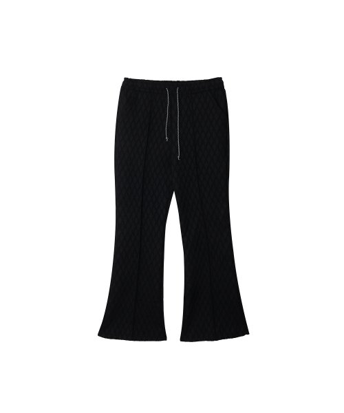Jacquard drawstring bootcut banding pants Black