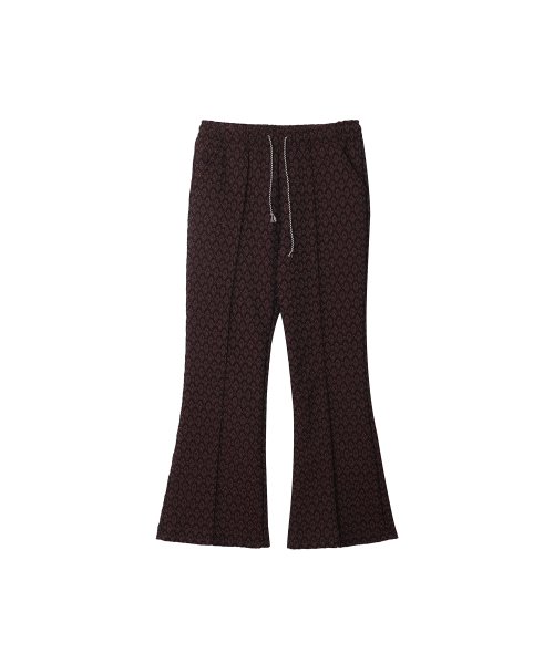 Jacquard drawstring bootcut banding pants Brown