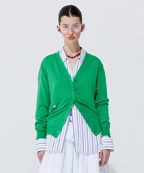 Silky Unbalanced Cardigan_Green