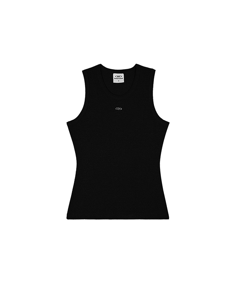 B PENDANT RIBBED SLEEVELESS [BLACK]