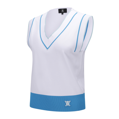 WOMEN ESSENTIAL V NECK VEST_WH