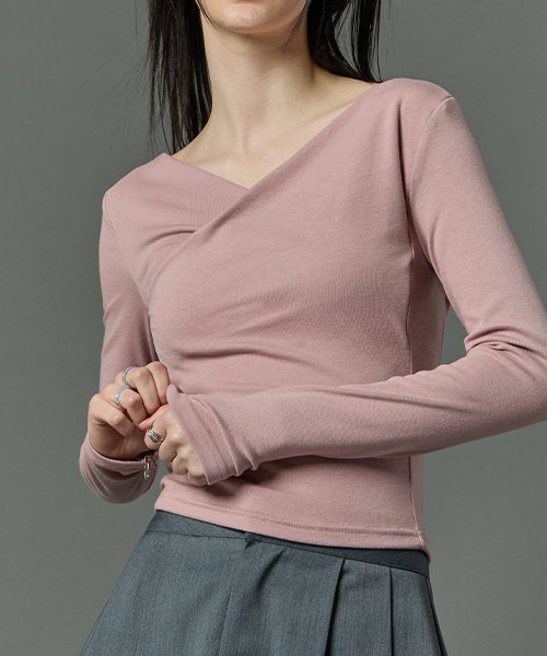 [CP] Лонгслив с драпировкой и открытыми плечами [PINK] (внутренний слой)