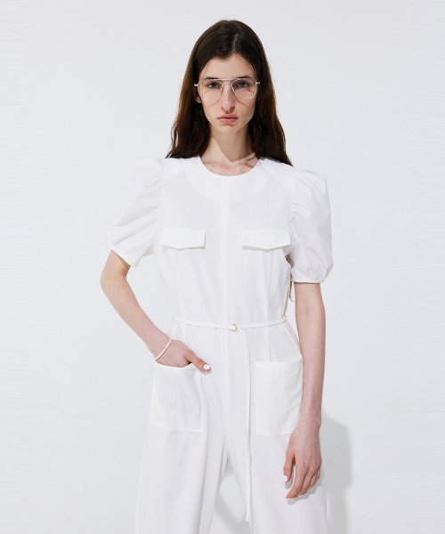 Puff Belted Jumpsuit_White ( _)