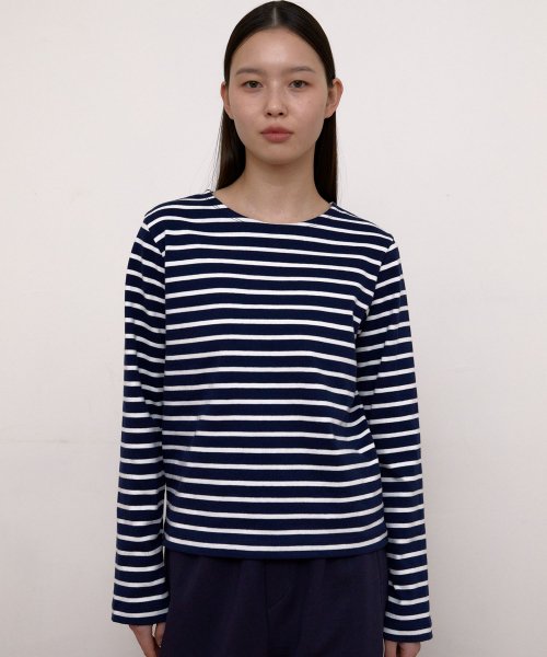 Stripe Long Sleeve T-Shirts (Navy)