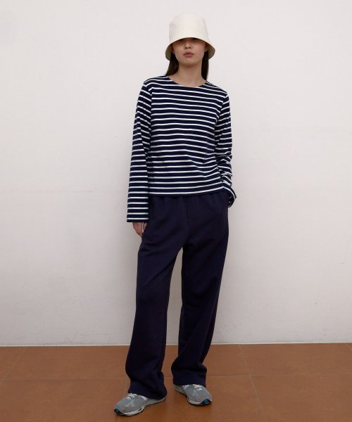 Stripe Long Sleeve T-Shirts (Navy)