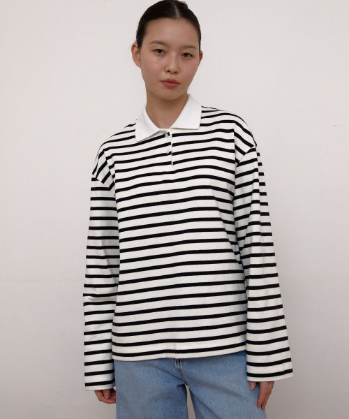 Stripe polo T-Shirts (White)