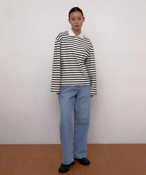 Stripe polo T-Shirts (White)