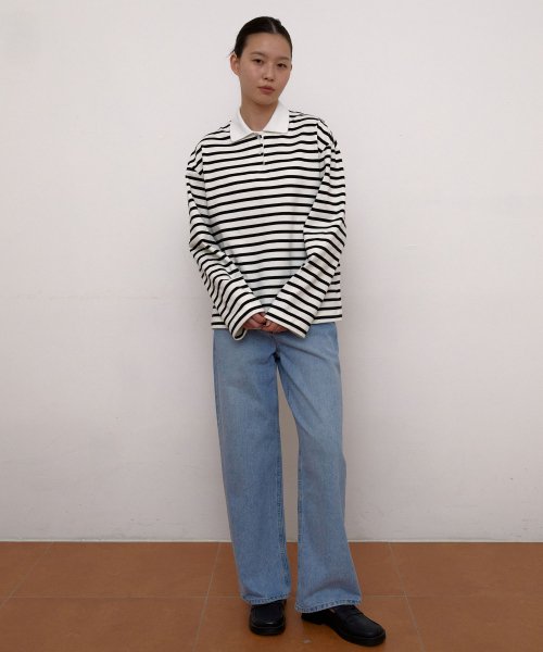 Stripe polo T-Shirts (White)