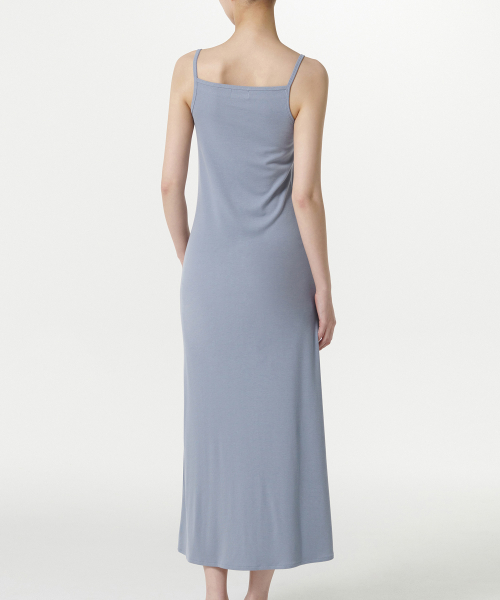 Womens Soft Jersey Long Dress [Blue Gray] thumbnail 3