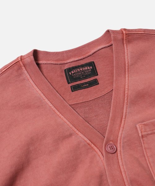 PIGMENT DYEING HEAVYWEIGHT CARDIGAN _ PINK
