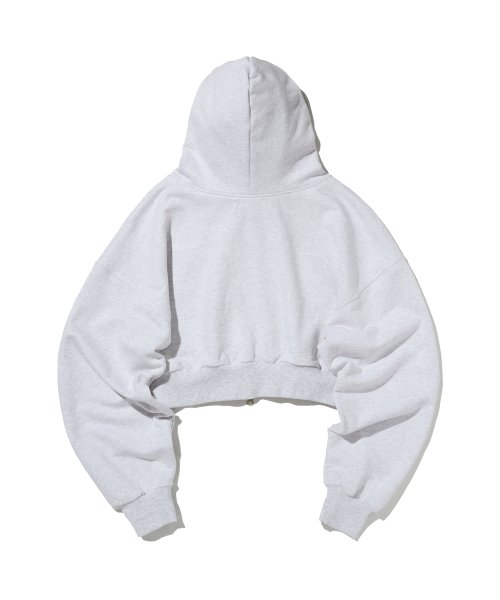 CROP HOOD ZIP UP [MELANGE GRAY]