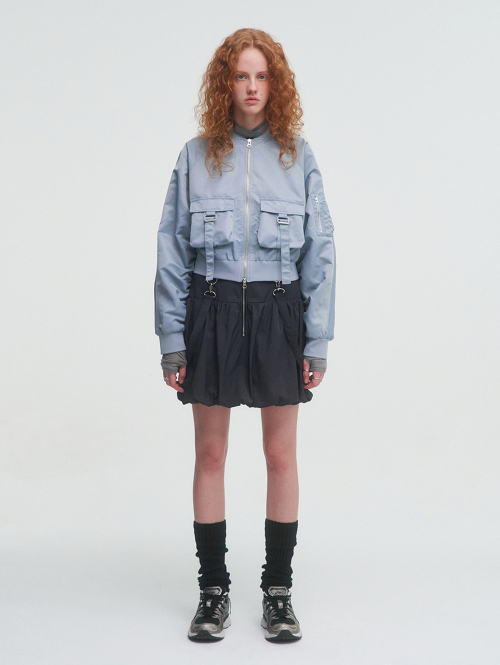 BELTED POCKET BOMBER [DUSTY BLUE]
