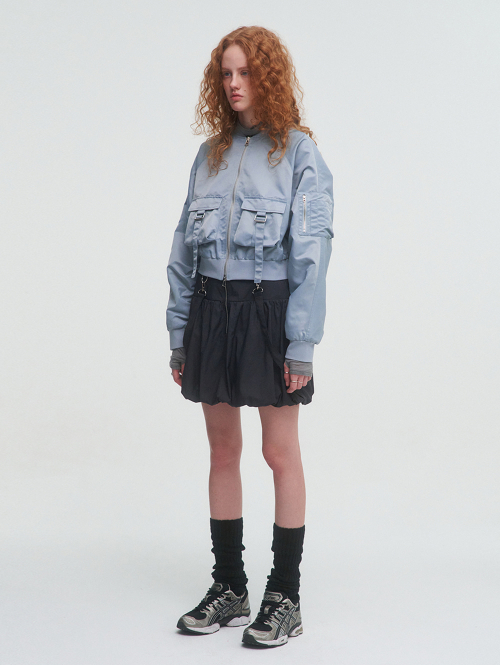 BELTED POCKET BOMBER [DUSTY BLUE]