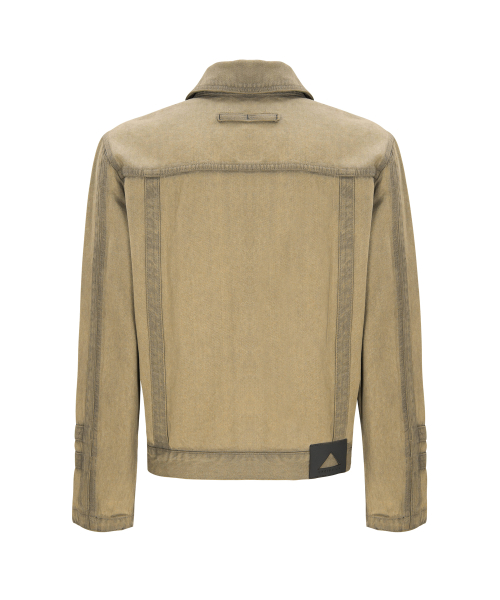 GARMENT WASHED DENIM JACKET (BEIGE)