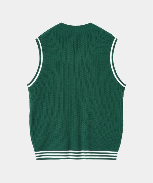 CABLE VEST GREEN