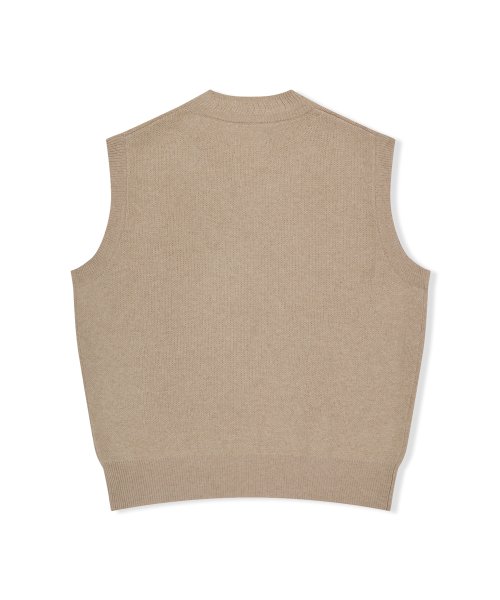 One Pocket Knitted V-Neck Vest Ivory