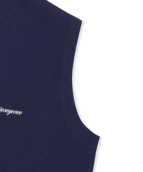 One Pocket Knitted V-Neck Vest Navy