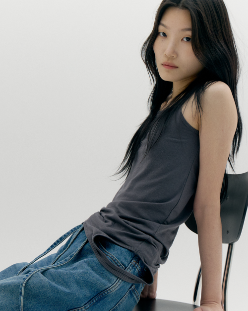 3 WAY LAYERED SLEEVELESS, CHARCOAL
