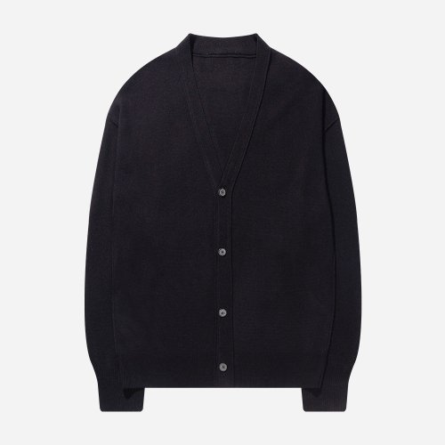 Back Point Logo V-neck Oversize Cardigan Black