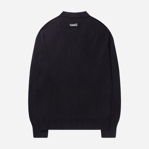 Back Point Logo V-neck Oversize Cardigan Black