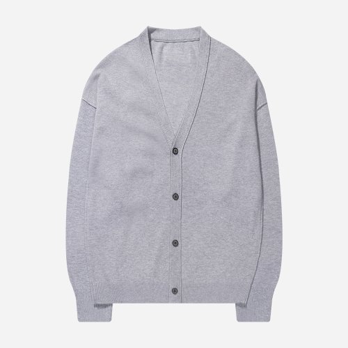 Back Point Logo  V-neck Oversize Cardigan Gray